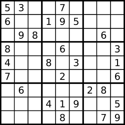 Picture shows a sample Sudoku puzzle. Click to go to Lesson Two