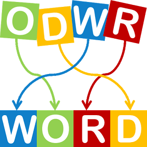 Picture shows an anagram: how the letters O, D, W, and R can be rearranged to spell 'WORD.' Click to go to Lesson Three