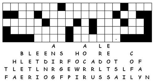 Picture shows a sample Fallen Letters puzzle