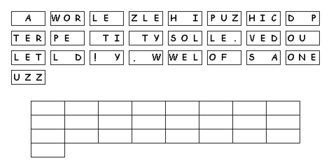 Picture shows a Letter Tile Puzzle and blank grid to arrange the tiles